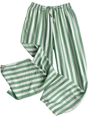 Green and White Striped Pants- XS